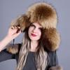 100% Real Fox Fur Hat Women's Russia Pilot Catcher Ski Cap Cap Ear flap winter raccoon fur pilot cap