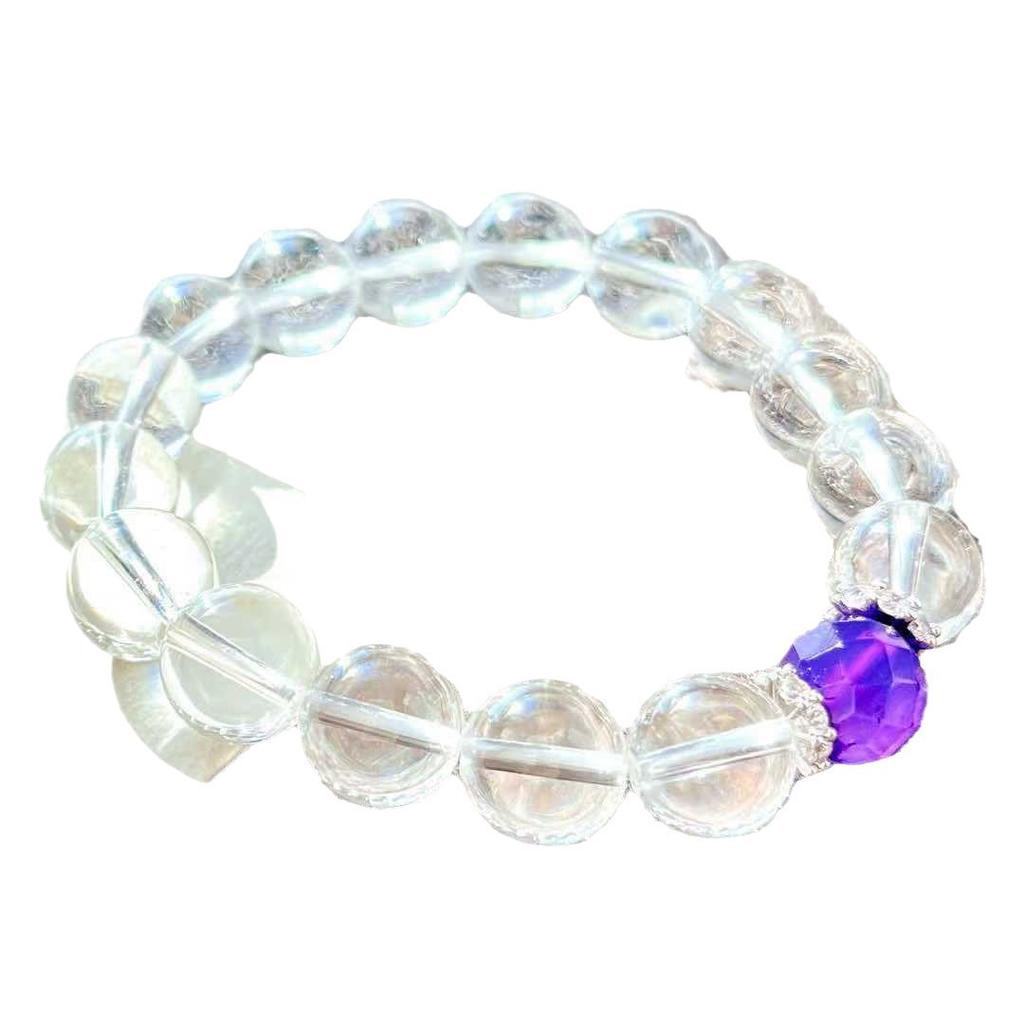 10mm Retro Hochwertiges Natürliches Glasartiges Weißes Kristall Chalcedon Armband Armband