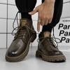 Modemarke Herbst Winter Schuhe Herren Lederstiefel Dicke Sohle Rutschfest Warm Plüsch Kalter Winter Rindsleder Herren Knöchelstiefel Schwarz