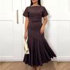 Grenzüberschreitende europäische und amerikanische Damenbekleidung, neues Damen-Sommer-Temperament elegantes einfarbiges schmales Faltenkleid langer Rock