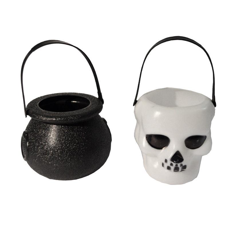 1 Pcs Halloween Candy Pot Halloween Cauldron Novelty Halloween Bucket Ornament Skull Witch Toy