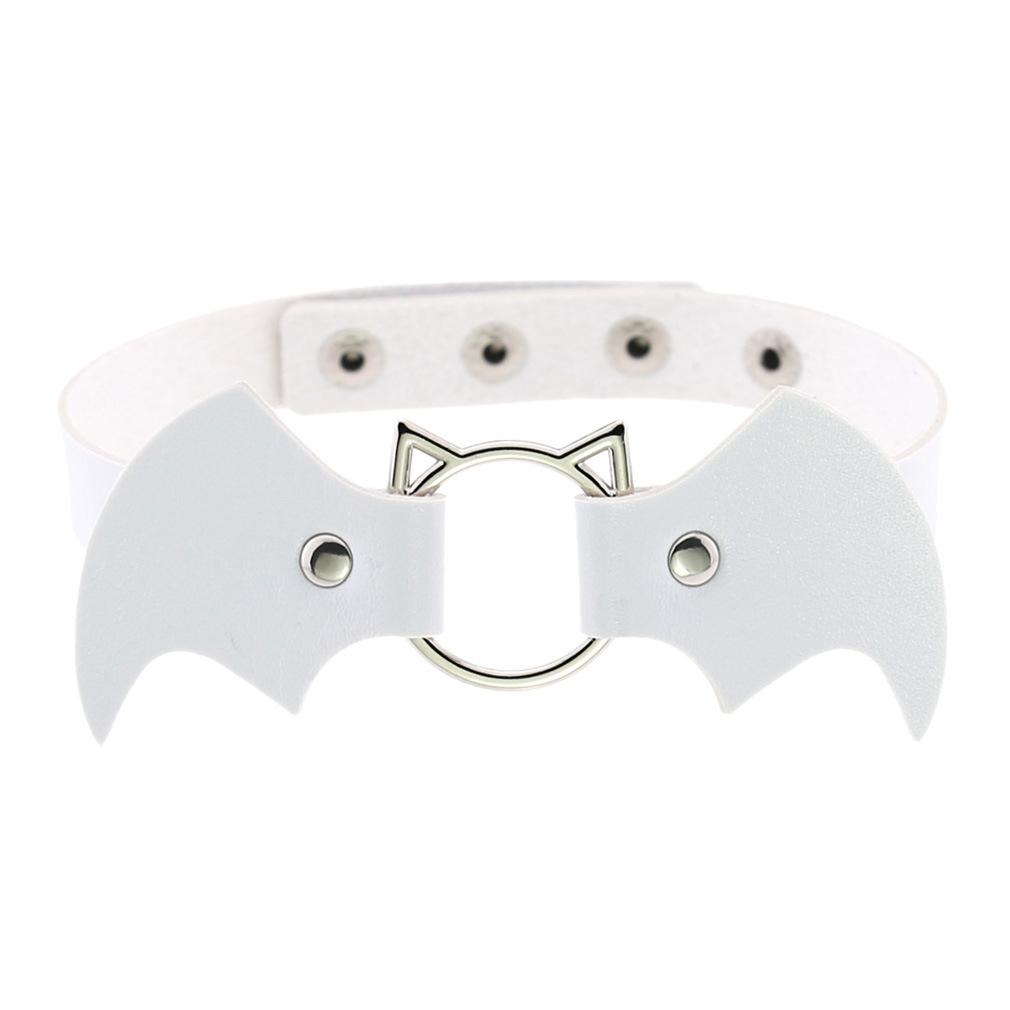 DIEZI Harajuku Bílý PU Kožený Kroužkový Choker Náhrdelník Pro Ženy Muže Vintage Gotický Hip Hope Nastavitelný Límcový Náhrdelník Šperky