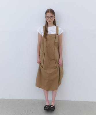 Cluny Cotton Utility Overall Dress - Beige