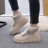 Damen Winter Schnürstiefel mit dicker Sohle Fell eins leicht warm kälteabweisend gefüttert Schneestiefel rutschfest abriebfest lässige Sneaker Baumwollstiefel Board Schuhe