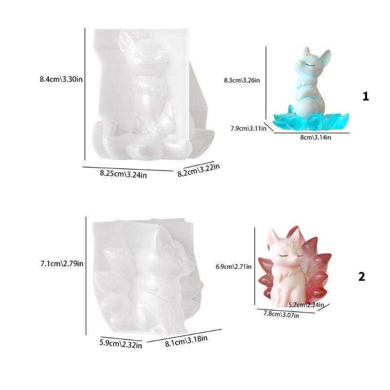 Multifunctional Silicone Crafting Mold Foxes Shape Candle Molds Suitable for Epoxy Resin Crafts and Decorative Candle