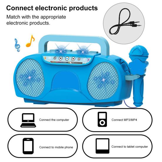 Kids Singing Machine Toy with Microphone LED Light Toddlers Boys Girls Multi-functional Mini Karaoke Machine Music Player Toy