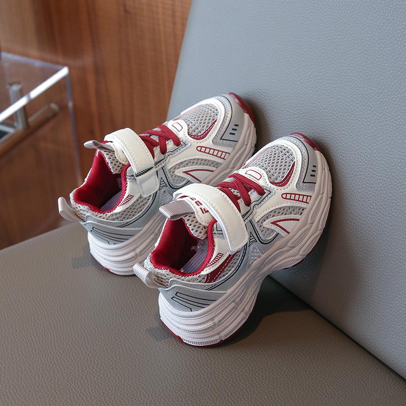 Students Running Shoes Mesh Breathable Kids Sneakers Hook&loop Comfort 2025 New Children Sports Shoes Thick Soft Sole Non-slip