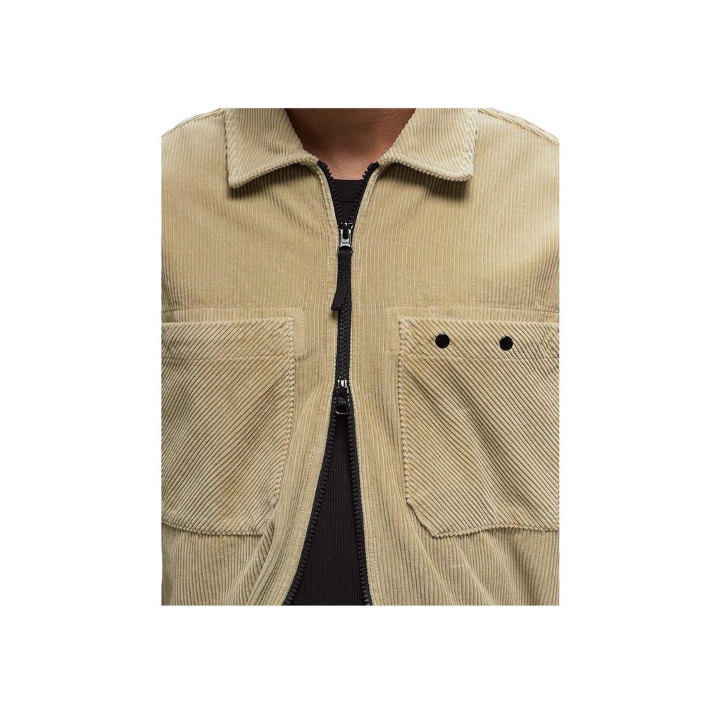 STONE ISLAND Holiday Collection FW24 Corduroy Logo Polo Front Double Pocket Two-Way Zipper Long Sleeve Jacket Men Jackets Plaster 811511604-V0097