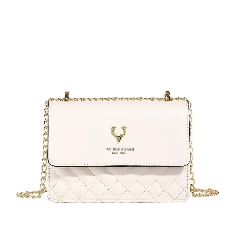 

Bag women s new fashion embroidered thread shoulder bag simple design messenger bag chain women s bag small square bag белый