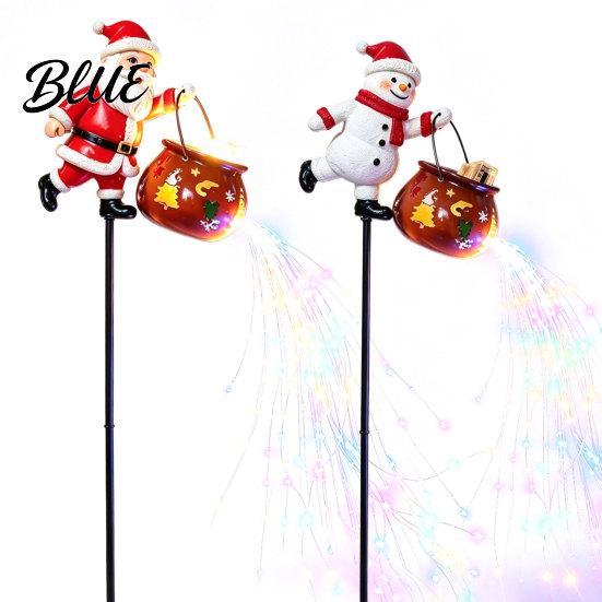 Garden Decor for Patios Walkways Christmas Stake Light, 3D Santa/Snowman Holding Glowing Cauldron Yard Weather Resistant Decorations Lamp, Waterproof