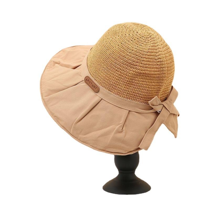 New bucket hat spring and autumn cotton labeling hat women's sunscreen sun hat big brim sun hat