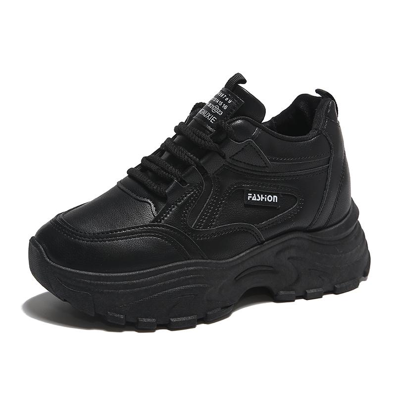 

Fashion Women s Black White Chunky Sneakers 2025 Autumn Fashion Platform Sports Shoes for Women Thick Sole Non Slip Casual Walking Shoes 36 чёрный