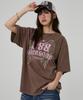HOODHOOD 888 Angel Graphic Washed Short Sleeve T-Shirt Brown