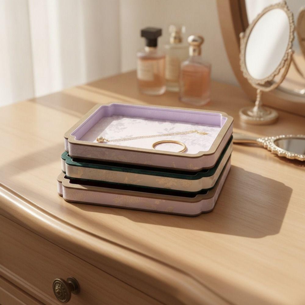 Chinese Vintage Court-Style Jewelry Storage Tray Satin Surface Jewelry Showcase Dressing Table