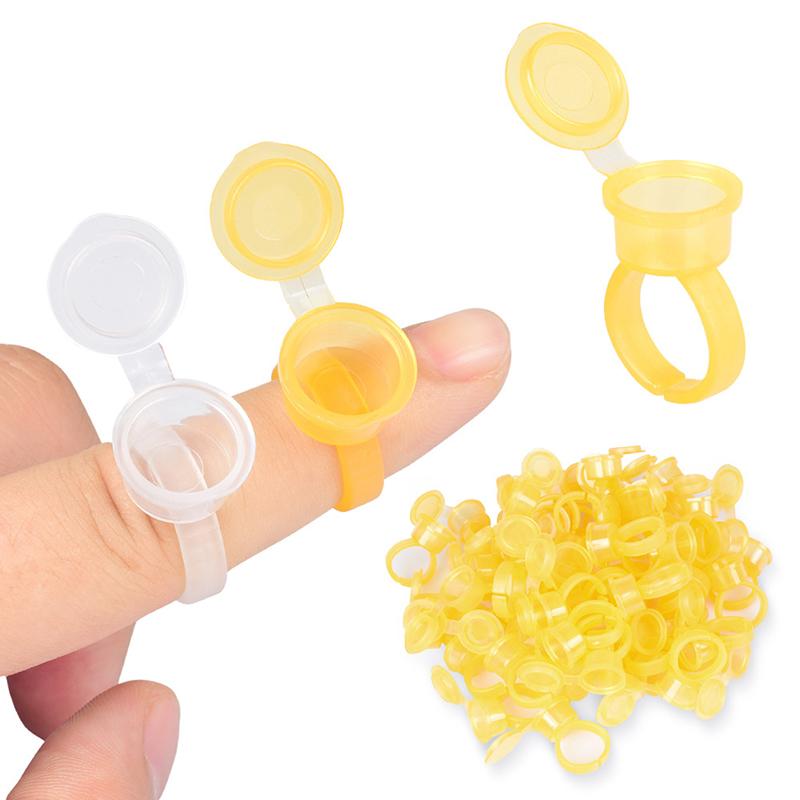 50Pcs Tattoo Pigment Ink Ring Cup Holder With Lid Cover Cap For Microblading