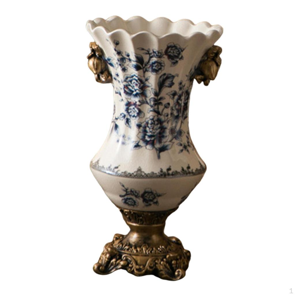 -Flower Vase, Desk Ornament, European Vintage Style, Decorative Table Decoration for