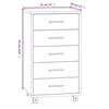 342671 vidaXL Armoire à tiroirs avec roulettes Noir Bois d'ingénierie