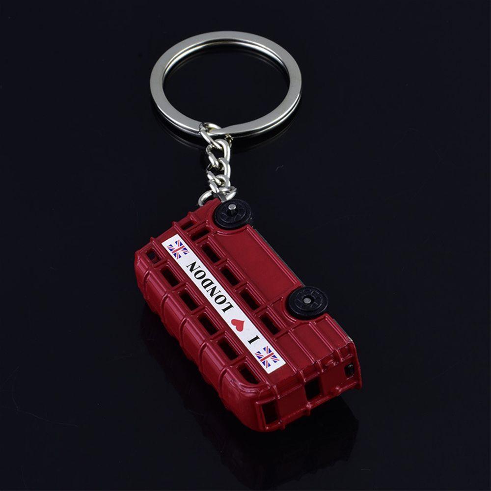Exquisite Creative Red Bus Model Key Holder Key Ring Souvenir Key Chain