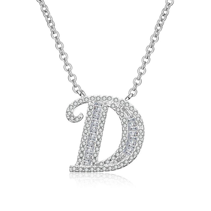 WWJ Collier élégant avec pendentif en zircone cubique brillant avec 26 lettres initiales