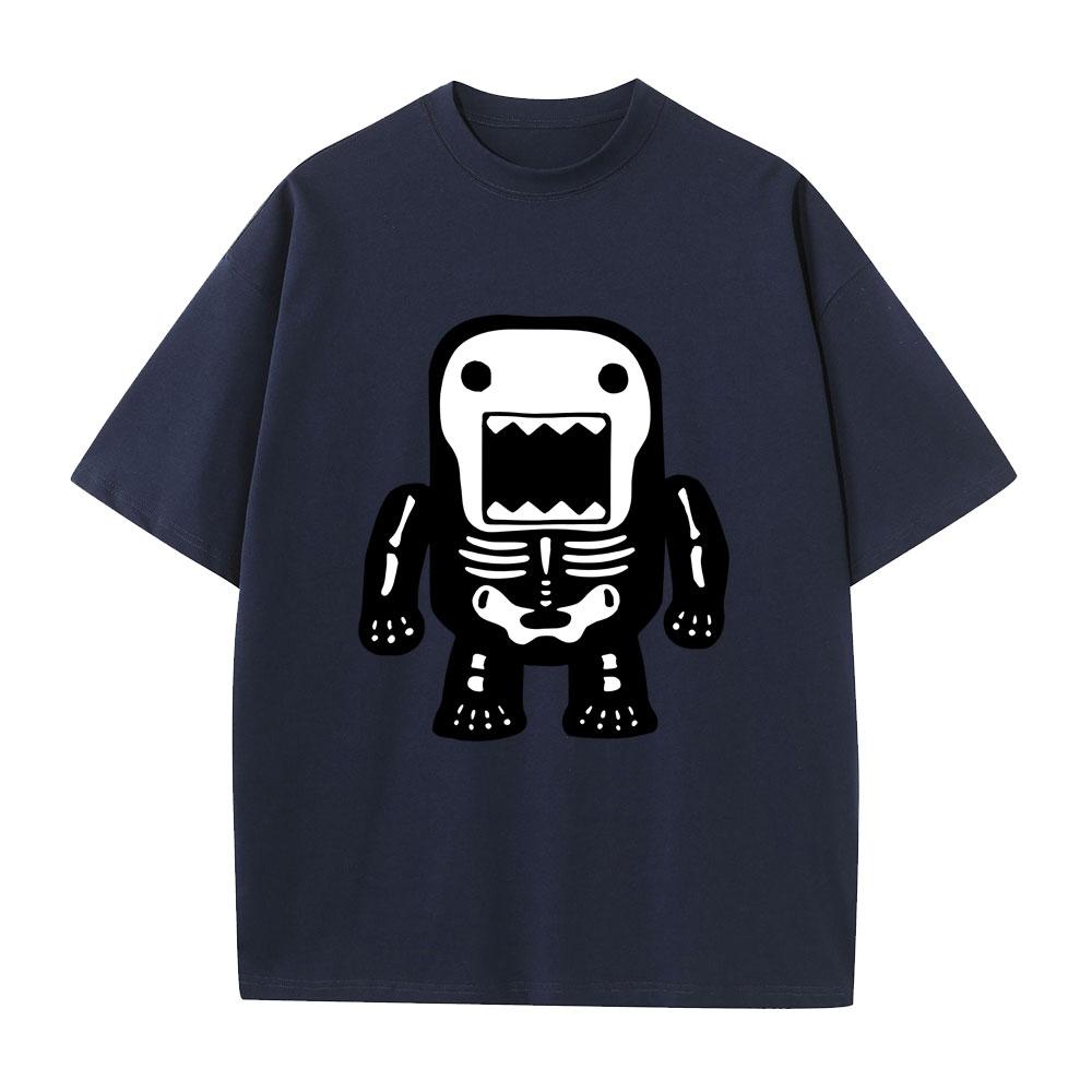 Domo Kun Skeleton Funny Meme Print T Shirts Unisexs Women Gothic Metal Rock Style Tshirt Unisex Punk Pure Cotton Oversized Tshirts