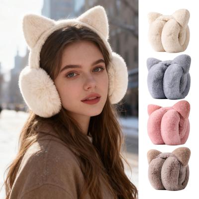 Cat Ear Fleece Headband Winter Ear Muffs Windproof Thick Warm Headband for Women Girls Travel Hiking Skiing Cold Weather Sports