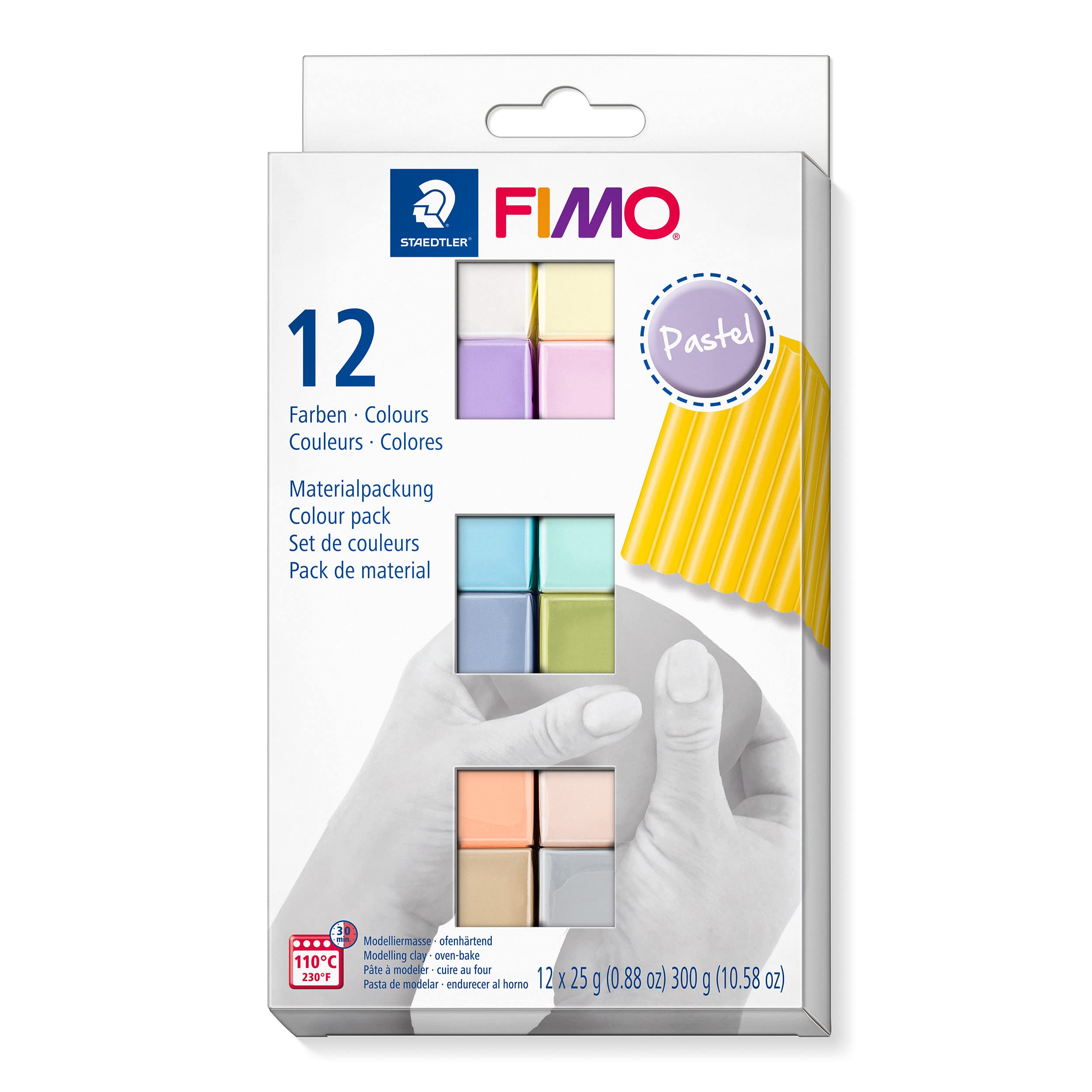 

STAEDTLER 8023 C12-3ST Modeling Clay, Pastel Colors, 12 Half Blocks