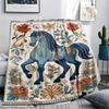 Blumenpferd-Print Flanelldecke, Hohe Qualität, Bequem für alle Jahreszeiten, Heimdekoration, Wärme und Komfort, Perfekt für Weihnachtsgeschenke