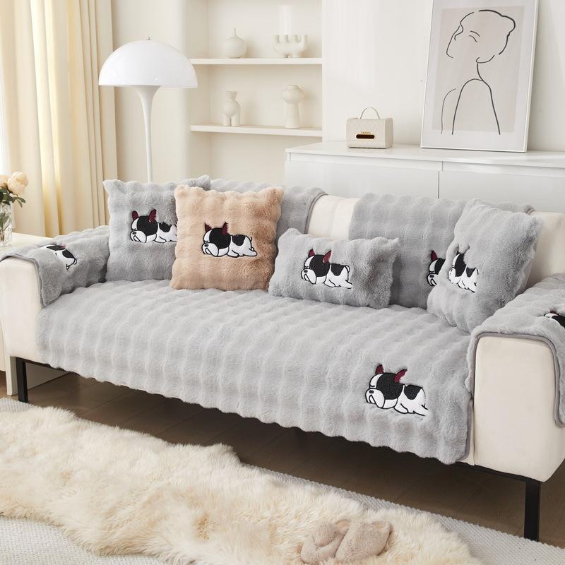New Plush Sofa Cushion Autumn And Winter Non-Slip Seat Cushion Thickened Winter Leather Sofa Cover Backrest Cover Cloth Towel