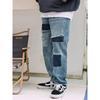 Change Well Men's Vintage Style Straight Casual Denim Pants Blue Size 28 with Distressed Design