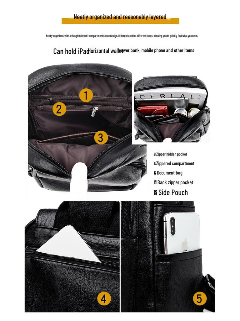 Summer 2023 Retro Women's Soft Leather Bag - Minimalist, Casual, Large Capacity for Middle-Aged Moms