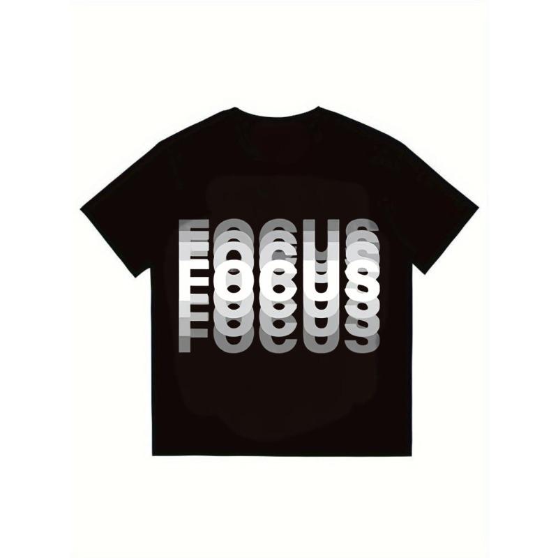 

Men s Oversized T-Shirt Black Focus Text Graphic Print Streetwear Casual Wear XXXXL чорний