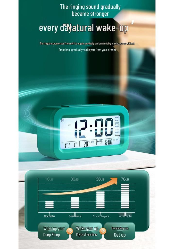 Smart Voice Luminous Alarm Clock - Creative Student Bedroom Bedside, Three Alarms, Hot Selling