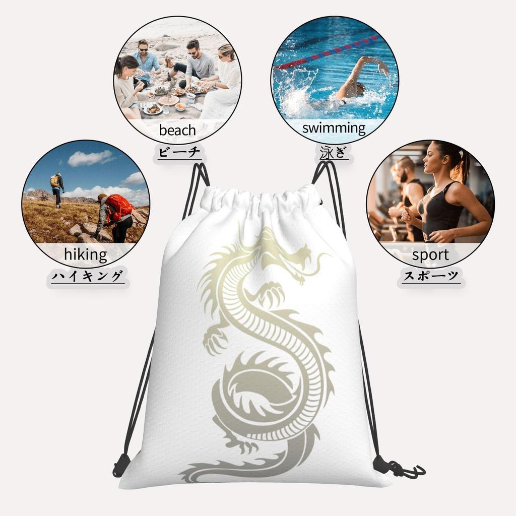 Japanese Pattern Dragon Pattern Knapsack Gym Sack Backpack Sports Bag Backpack Pool Bag Backpack Gym Clothes Bag Large Capacity Convenient Storage