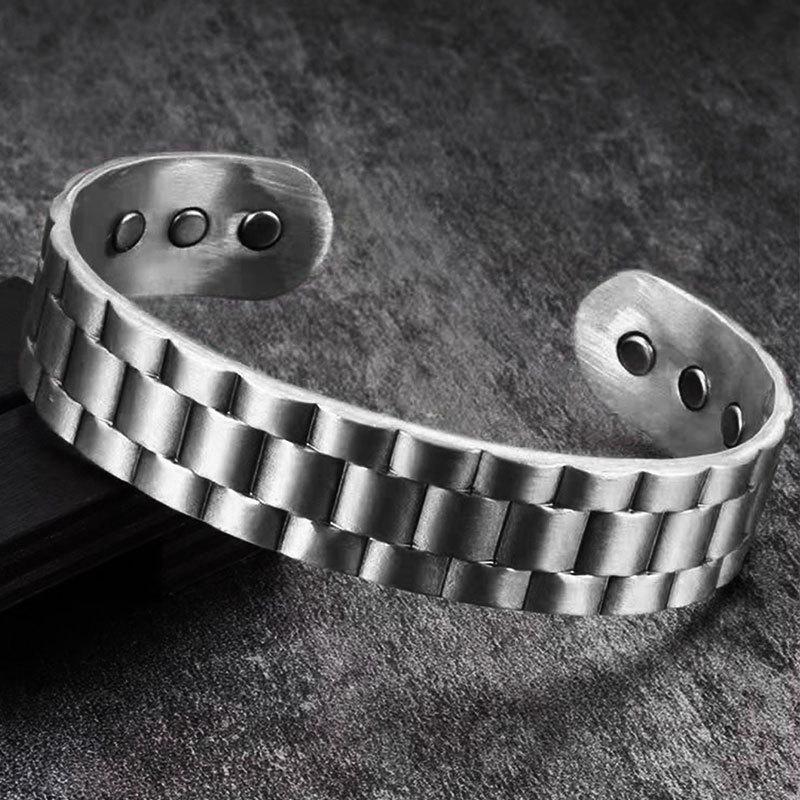 Adjustable Open Cuff Magnet Bracelet for Men fashionable Alloy Bangles men's trendy and cool personalized bracelet Jewelry Gifts