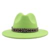 Ji Nan Ladies Wool Jazz Hat Big Eaves Hat Trendy Flat Edge Top Hat