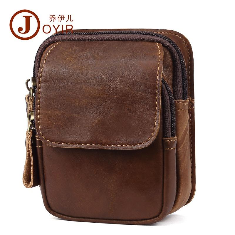 Men's bag outdoor sports fanny pack retro casual men's bag first layer cowhide genuine leather mobile phone bag