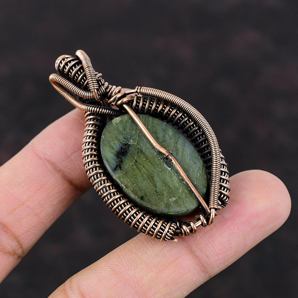 Mystic Fire Labradorite Pendant Copper Wire Wrapped Pendant Handmade Jewelry Gemstone Pendant Unique Copper Design Jewelry Anniversary Gift