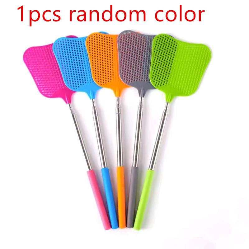 1pcs Telescopic Fly Swatters Durable Plastic Heavy Duty Flyswatter With Stainless Mosquito Repellent Tool Home Accessories Tools