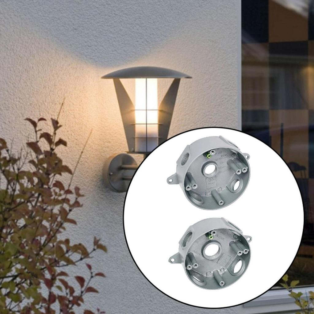 Round Weatherproof Box Diameter 101.6mm/40.00inch Threaded Outlets Wire Junction Box for Network Outside Lamps Garden Yard