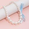 Elegant Pearl Bow Choker Necklace for Girls - White Children's Accessory