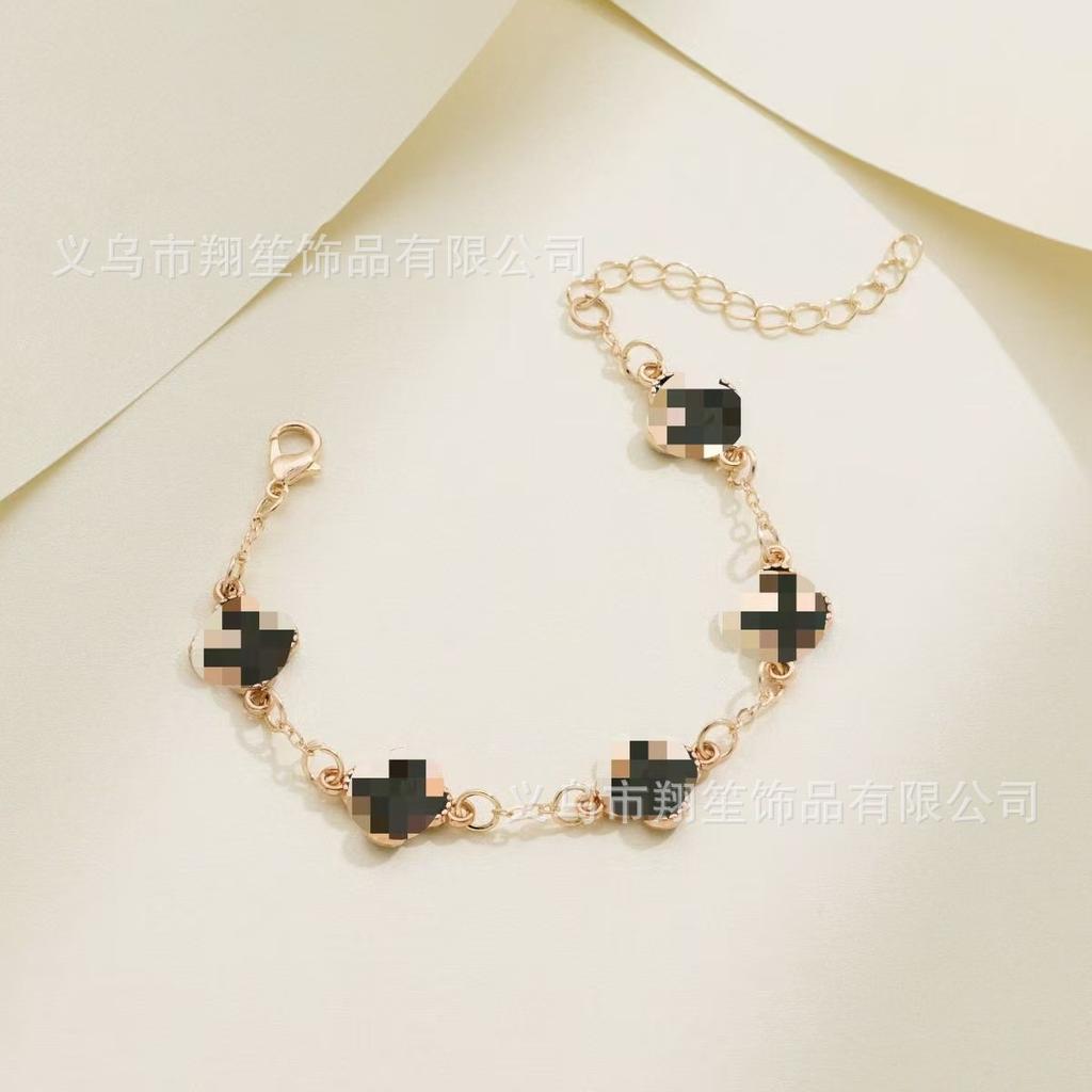 Cross-Border New Four-Leaf Clover Bracelet for Women, Korean Simple Ins Style, Mother-Of-Pearl Good Luck Four-Leaf Clover Versatile Bracelet