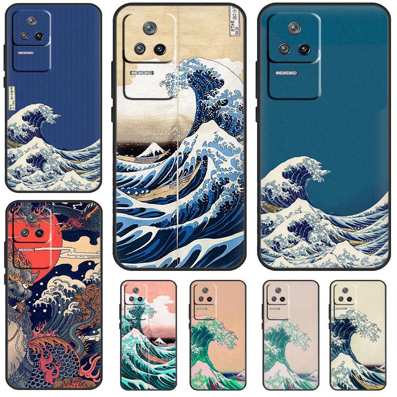 Japanese Great Wave of Kanagawa Case For POCO X6 Pro X3 X4 X5 F5 Pro F3 M5s Cover For Xiaomi 13T 14 13 Pro 11T 12T 12 Lite
