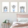 Blue Bubble Elephant Giraffe Poster Print Animal Nursery Wall Art Canvas Painting Child Picture Kids Baby Room Decoration Nordic