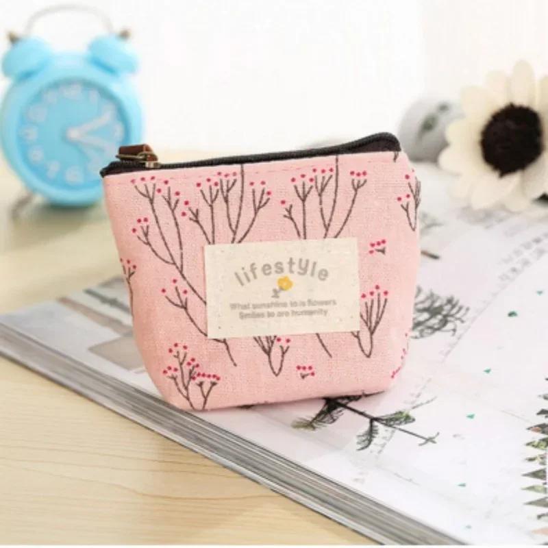 1 Pcs Pastoral Printing Cute Zero Wallet Source Creative Holding Coins Bag Data Cable Key Storage Bags Lovely Wallet