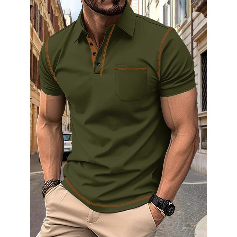 

Мужская рубашка поло с коротким рукавом и футболка сверху XXXL армия зеленый