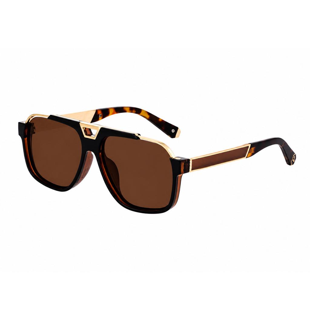 New European and American fashion square sunglasses men's double beam personality trend driving sunscreen sunglasses men