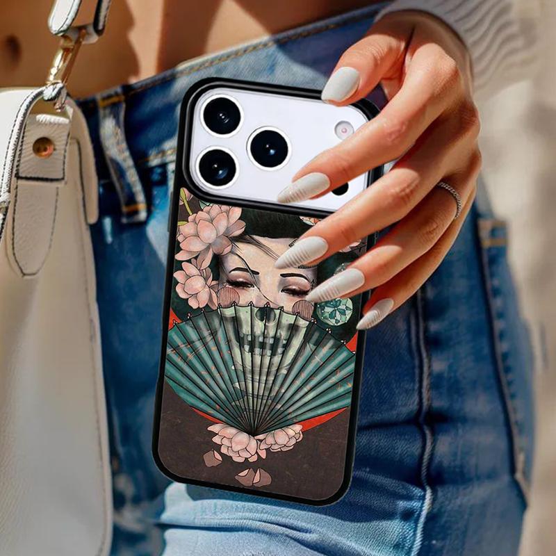 

Japanese Geisha Phone Case For iPhone 17 Air 14 15 13 12 Max Cover For Apple 14 15 16 16e 11 Pro Max Plus iPhone 16e