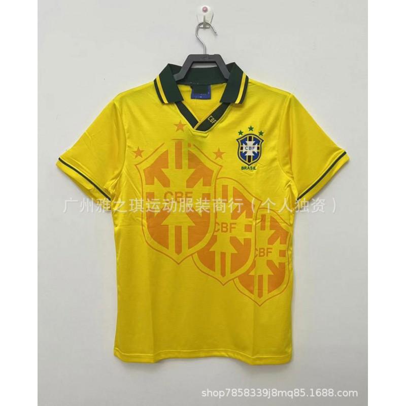 Brazil Retro Football Jerseys Short Sleeve Men Women Sports Training