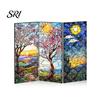Colorful Folding Screen Mini Decorative Stained Glass Effect 3 Panel Divider Acrylic Desktop Office Desk Decoration Ornament for Home Living