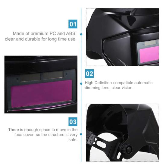 Solar Powered Auto Darkening Welding Helmet with LCD Lens 180-Degree Adjustable Heat-Resistant Welder Helmet